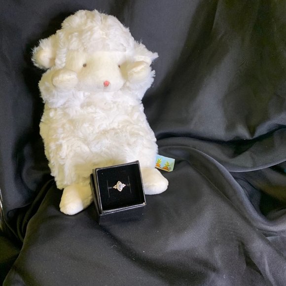 Silver Tone Delicate Ring with Clear Marquise Stone and Pave Stones Size 8 - Picture 1 of 9